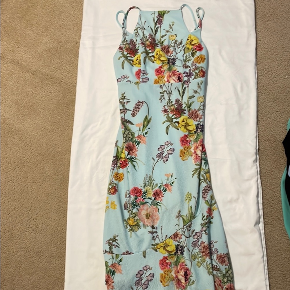 ASOS Blue and Orange Spaghetti Strap Sundress Midi